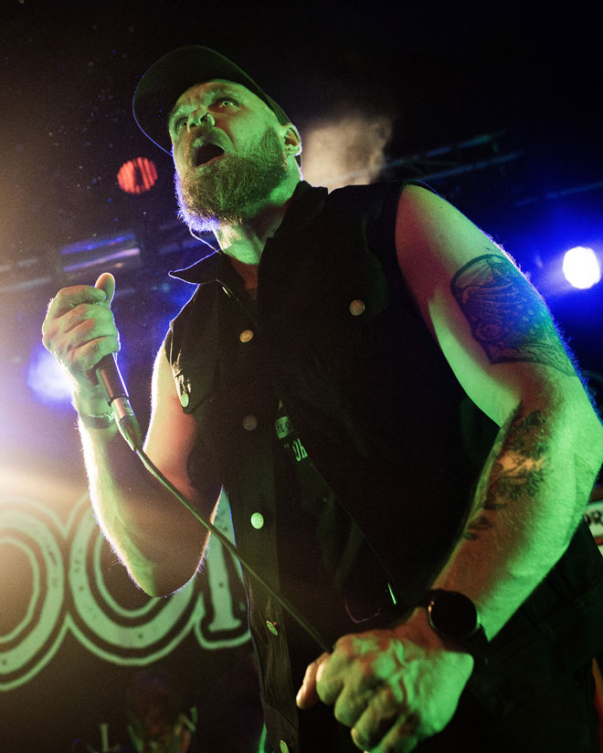 Low angle view of Greenleaf singer performing in London