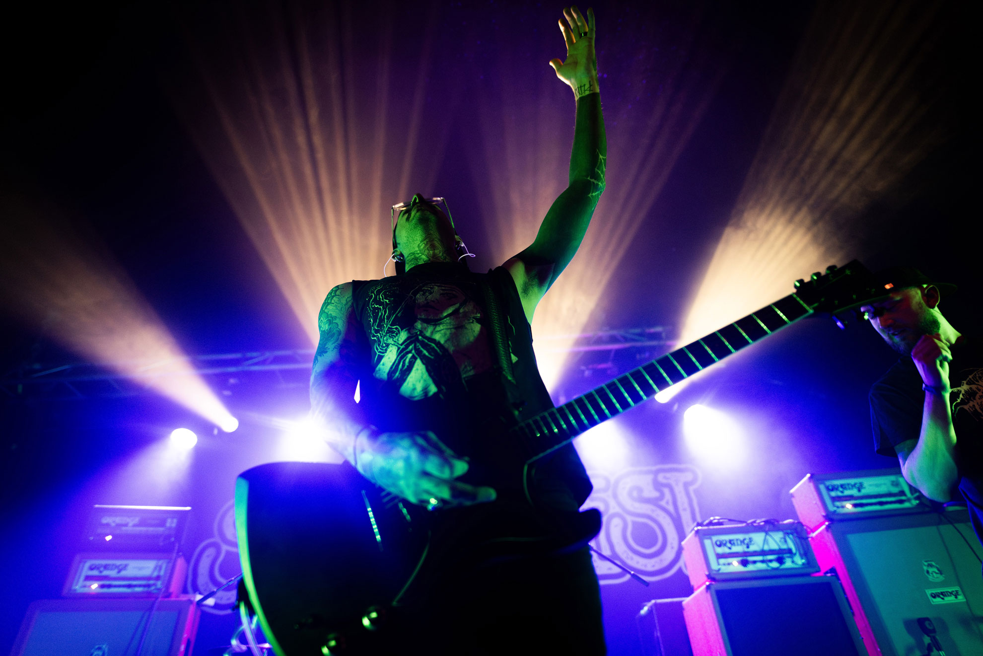 Guitarist vocalist from Acid Throne performing in London