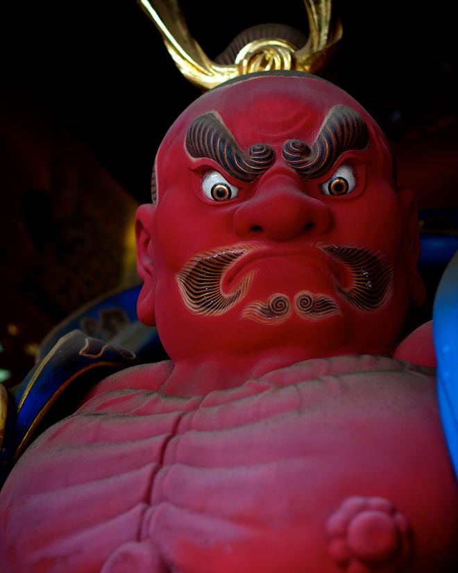 Buddhist and Shinto warrior Statue, Toshogu Shrine, Nikko, Tochigi Prefecture, Japan.
