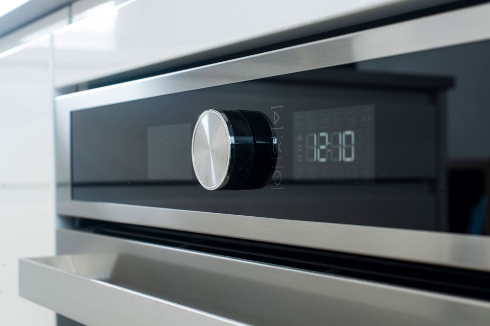 Close up of a sleek modern oven 